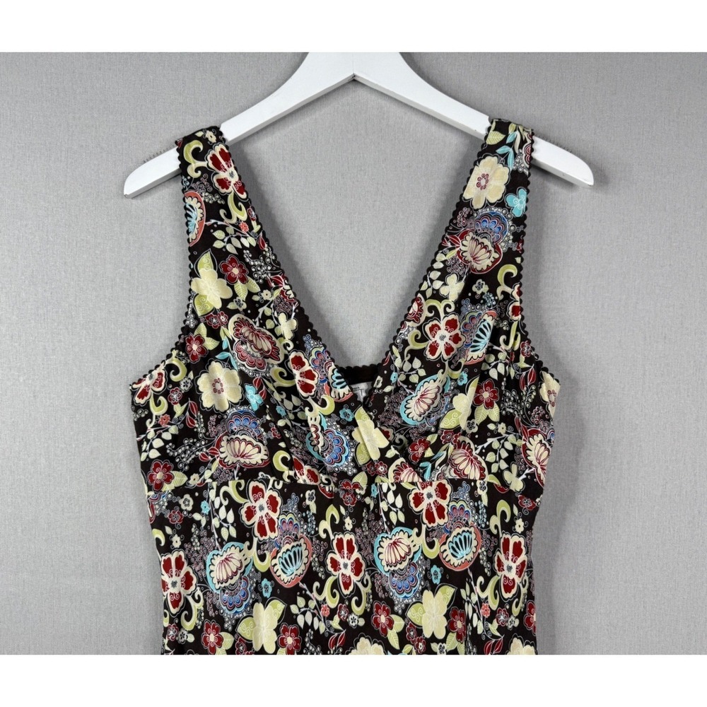 Ann Taylor LOFT Y2K Babydoll Dress Womens 10 Brown Floral Paisley Whimsigoth - Picture 2 of 11
